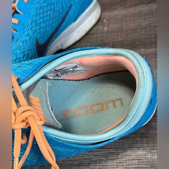 nike zoom running shoes  Size 7.5  Light Weight Running Trainers Blue Peach - Picture 6 of 9